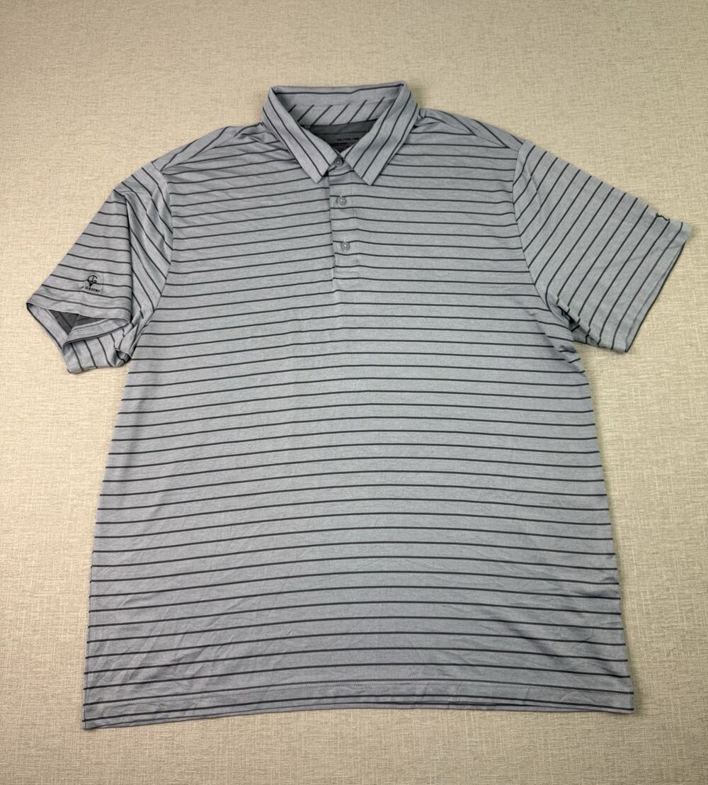 Under Armour HeatGear Polo Shirt Gray Striped The Greens Golf Men’s 2XL